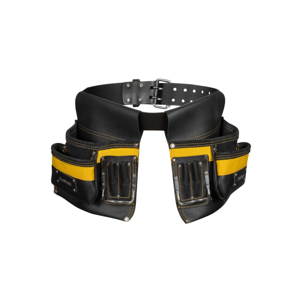 TP ; ceinture porte-outils industrielle, 2 étuis amovibles, ceinture en  cuir réglable, boucle en métal.